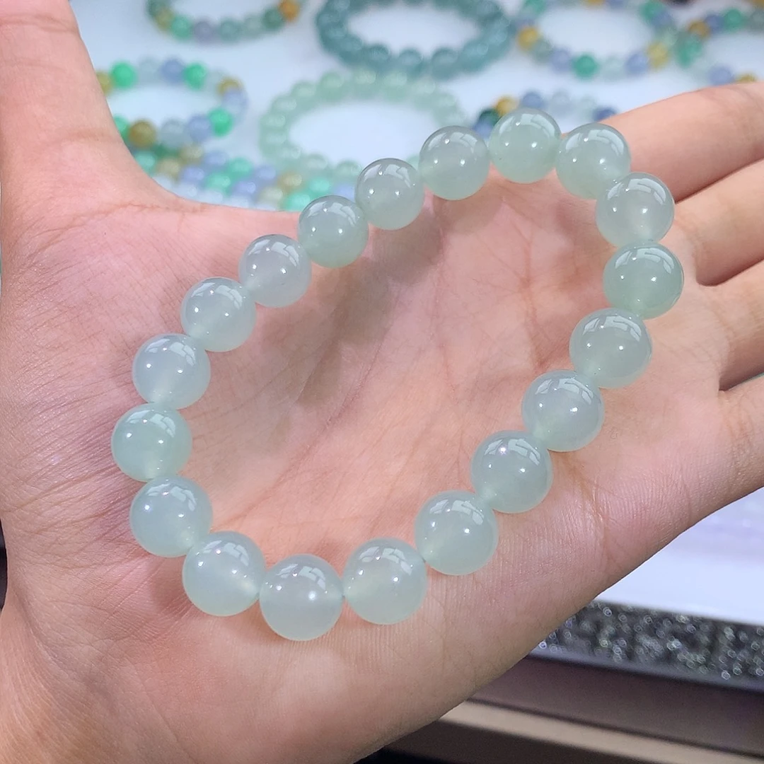 翡翠未镶嵌手链冰种甜绿手串