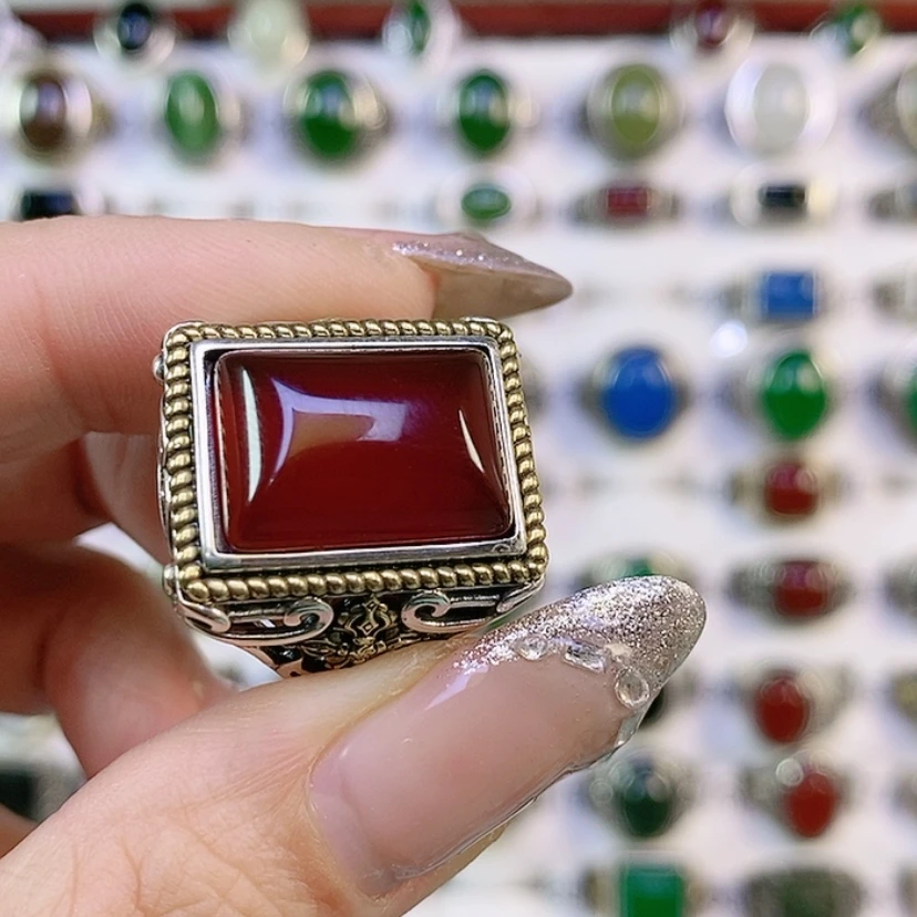 【闪购商品】银S925镶嵌戒指玛瑙/玉髓