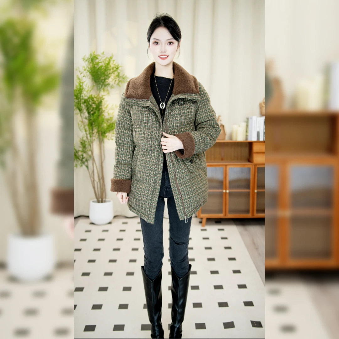 2024冬季新款外套女遮肉显瘦气质保暖拼接中长款加厚棉服女y146