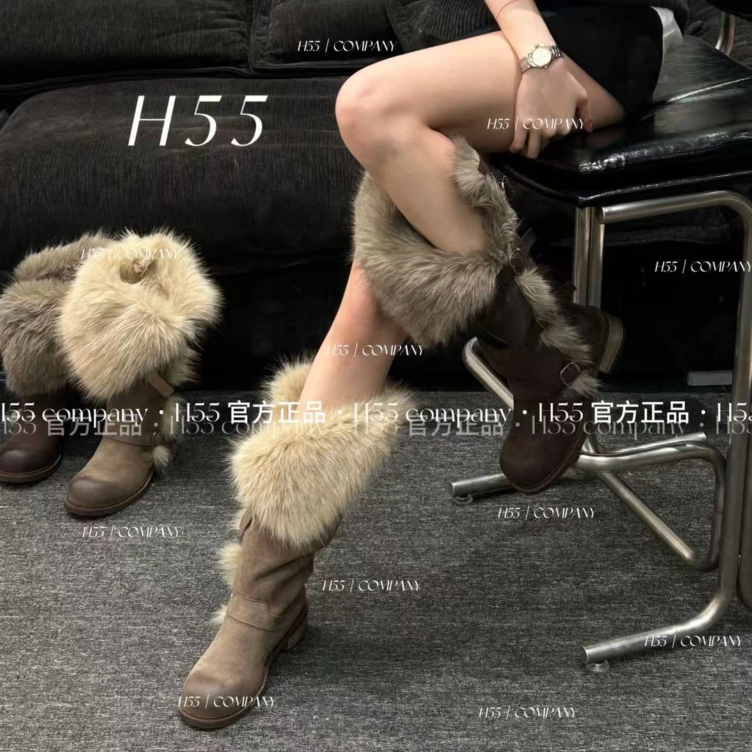 H55女鞋乌托邦时髦百搭长靴新款气质骑士靴长筒靴两穿45-2993-RD