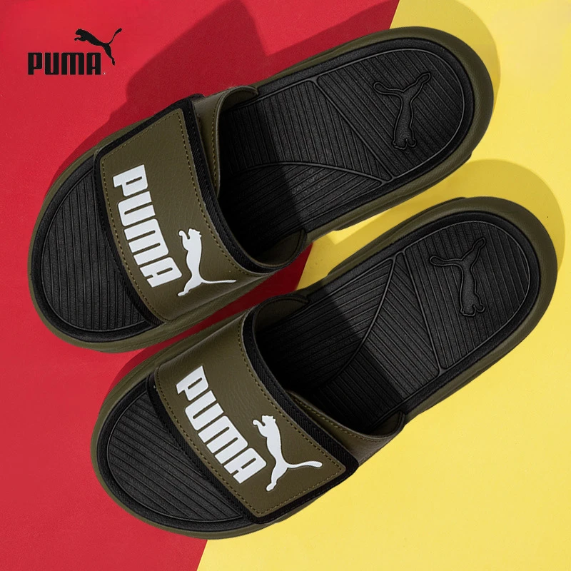 PUMA彪马男鞋女鞋本命年红色拼接运动拖鞋魔术贴休闲一字拖372280