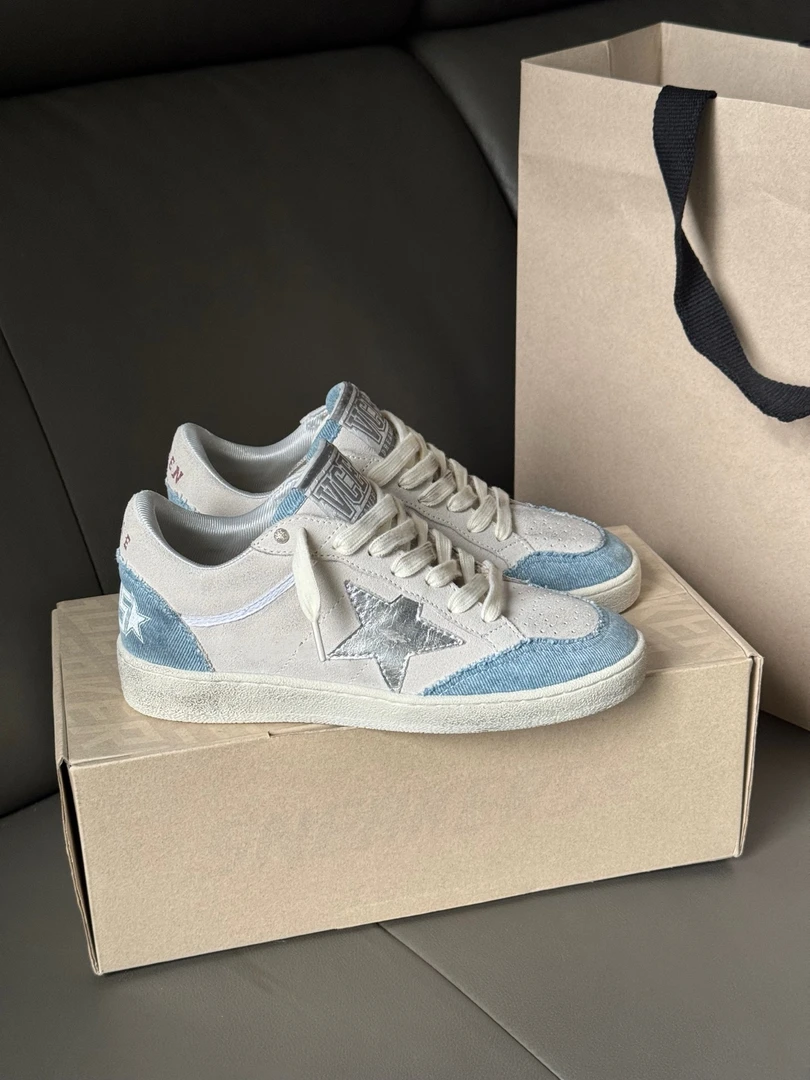 叶拾伊shiereyee牛仔很忙~浅蓝色银星刺绣星星做旧小脏鞋女球鞋