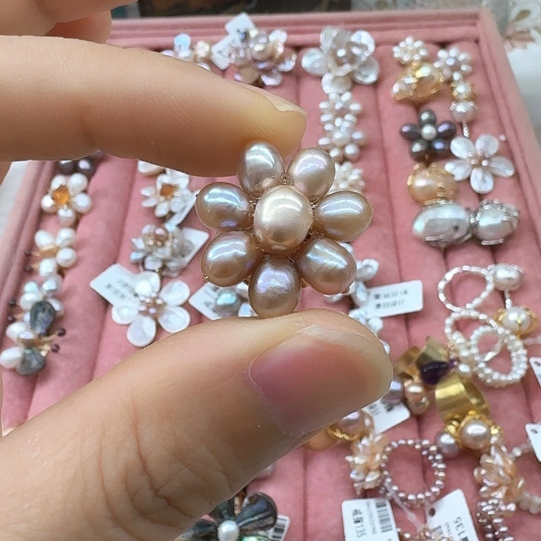 戒指银S925镶嵌淡水珍珠