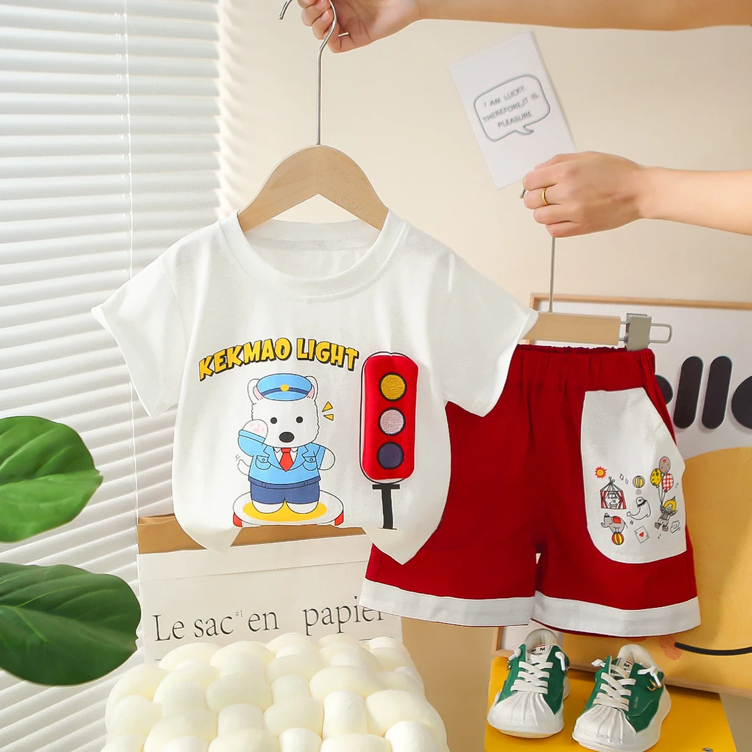 男童夏季卡通套装1-2-3-4岁半儿童6-8-9 宝宝薄款短袖短裤两件套