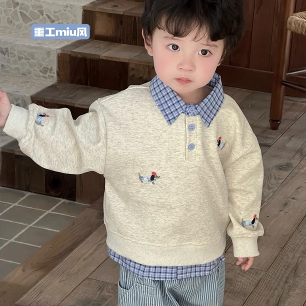 2/6【重工miu风】小童春装上衣卫衣假两件