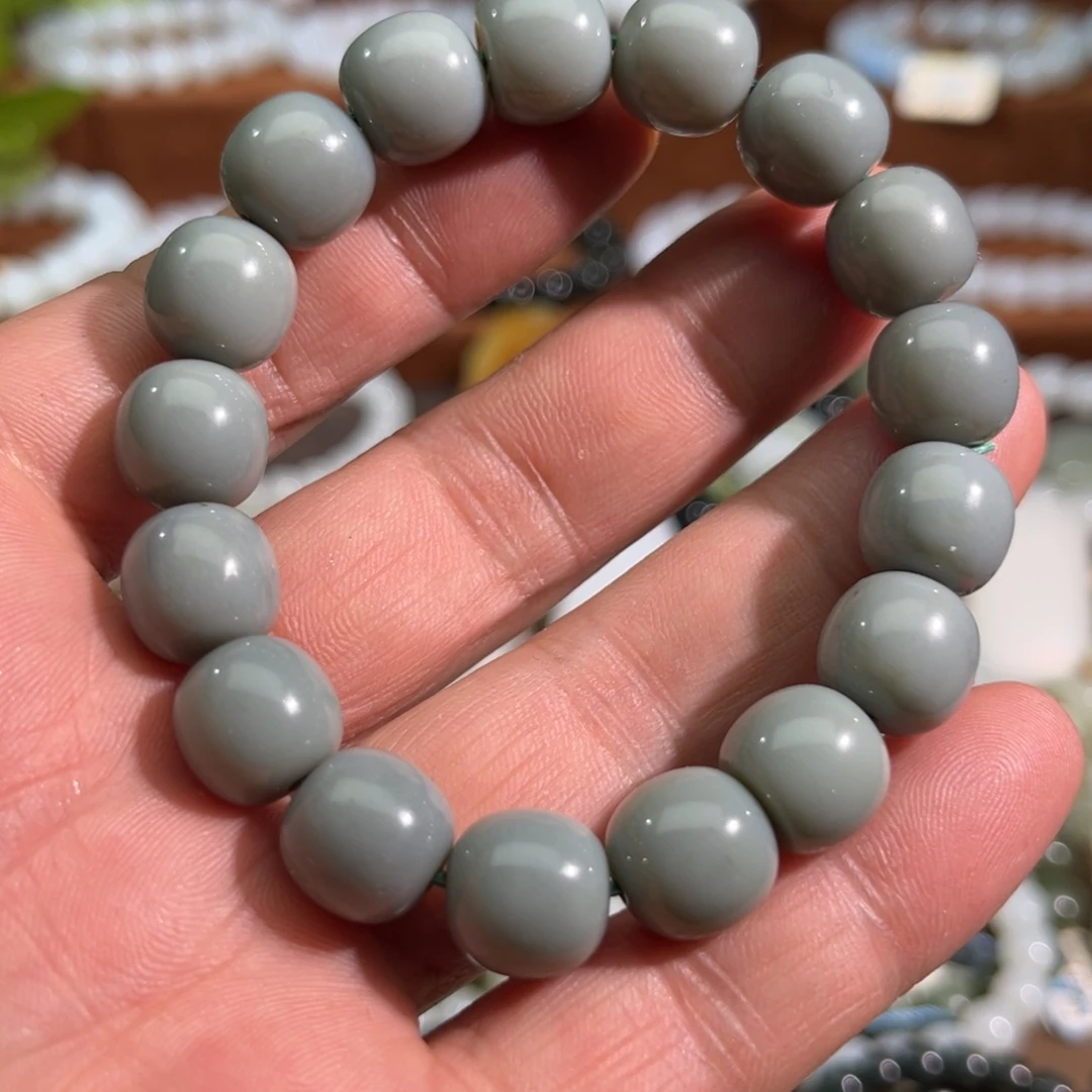 和田玉（糖玉）未镶嵌手链蓝调老型珠