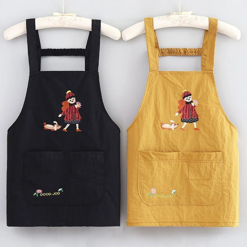 卡通围裙厨房家用韩版防油做饭围腰耐磨透气餐饮工作服女士X1