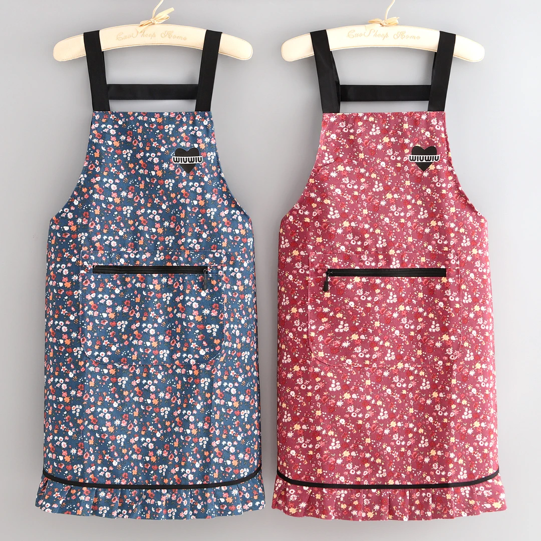 时尚帆布新款围裙家用厨房做饭防污围腰透气耐脏餐饮摆摊女工作服