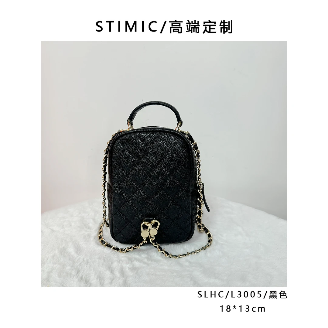SLHC/L3005/黑色高端订制手工蜡线女士时尚单肩轻奢斜挎包QC3005