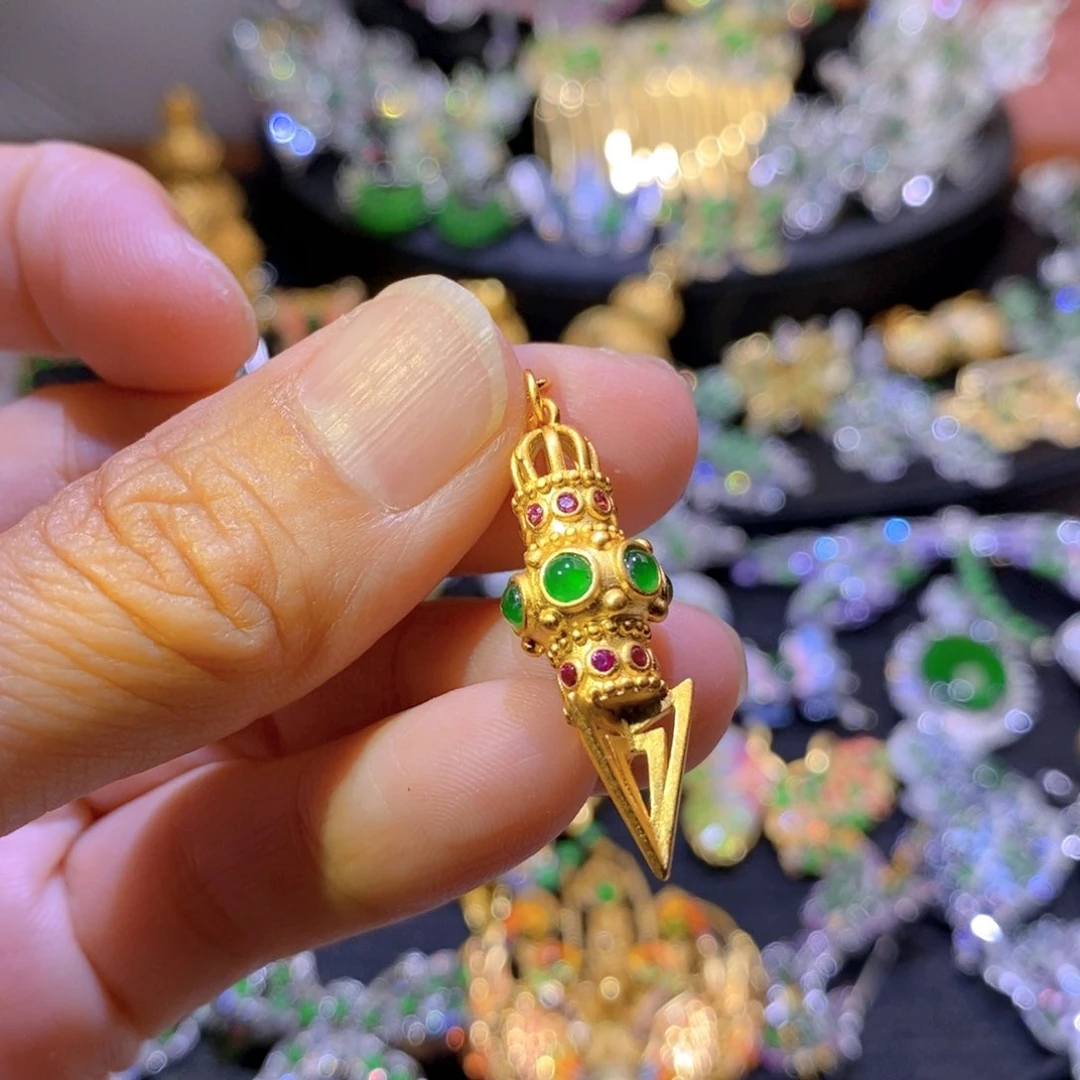 翡翠银S925镶嵌项圈天然翡翠