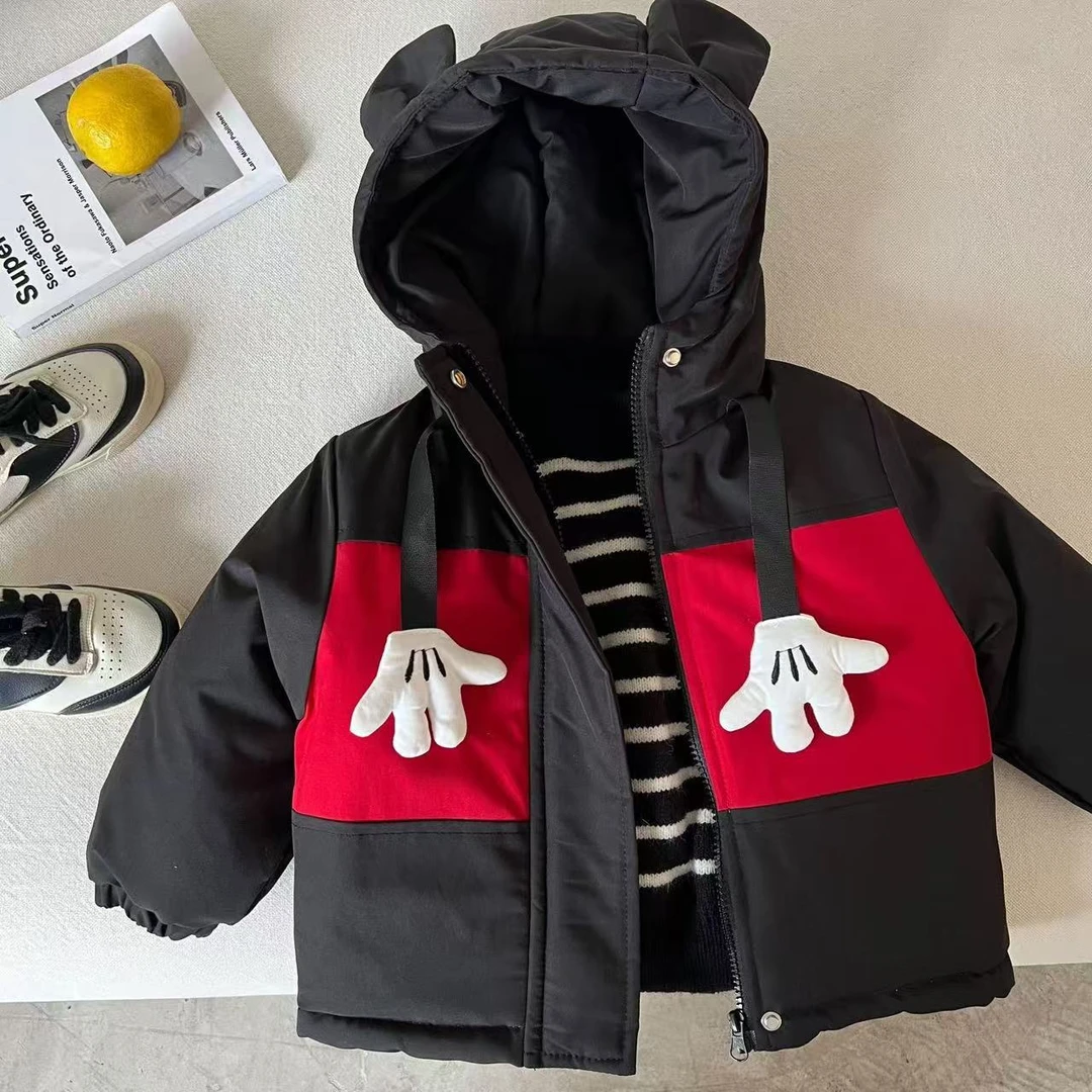 儿童棉服2025冬季新品男女童立体卡通棉衣宝宝撞色连帽棉袄