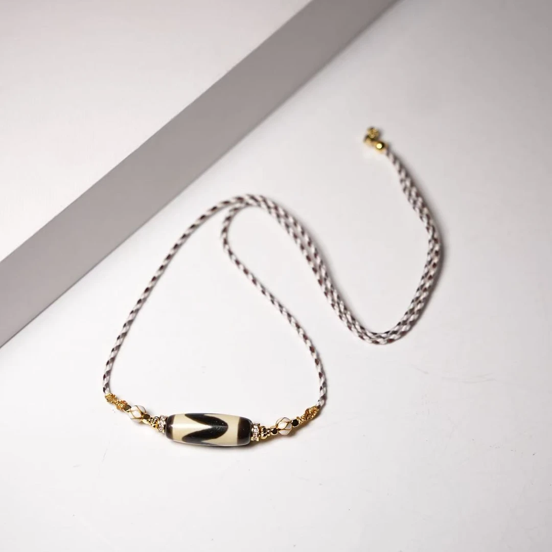 岚宫措|虎牙天珠项链L598