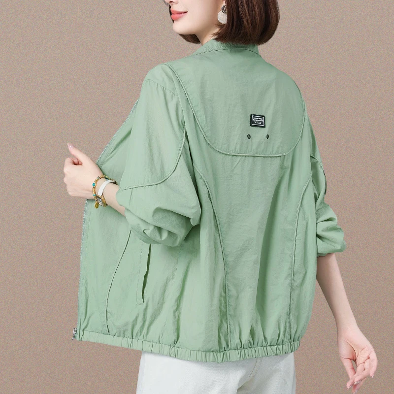 时尚轻薄防晒衣女2025新款夏季中年妈妈宽松休闲透气翻领上衣外套