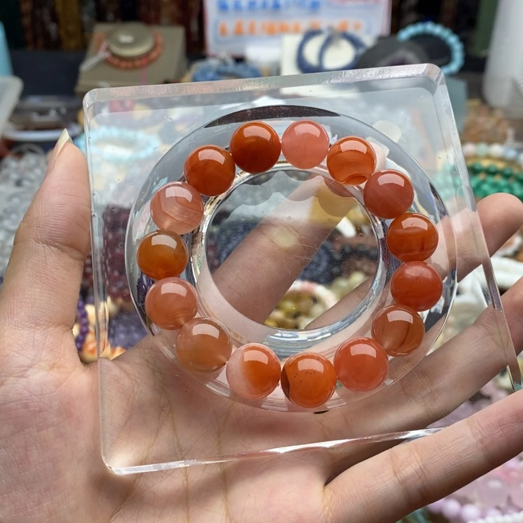 玛瑙/玉髓未镶嵌珠宝半成品一条天然12-13南红手链纯天然