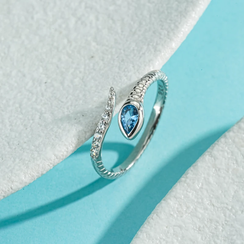 925银戒指 灵蛇戒指本命年镶蓝锆食指戒指2025年火爆款【约2.03克】