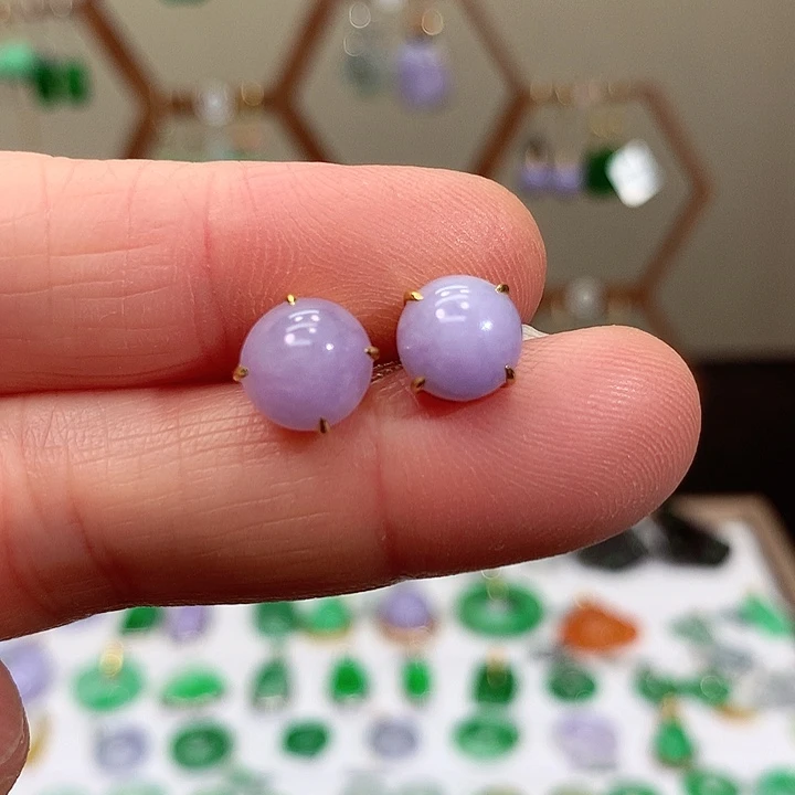 18K金镶嵌翡翠耳饰天然