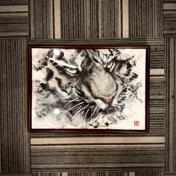 《啸动荒林》A3带框手绘原稿高国画