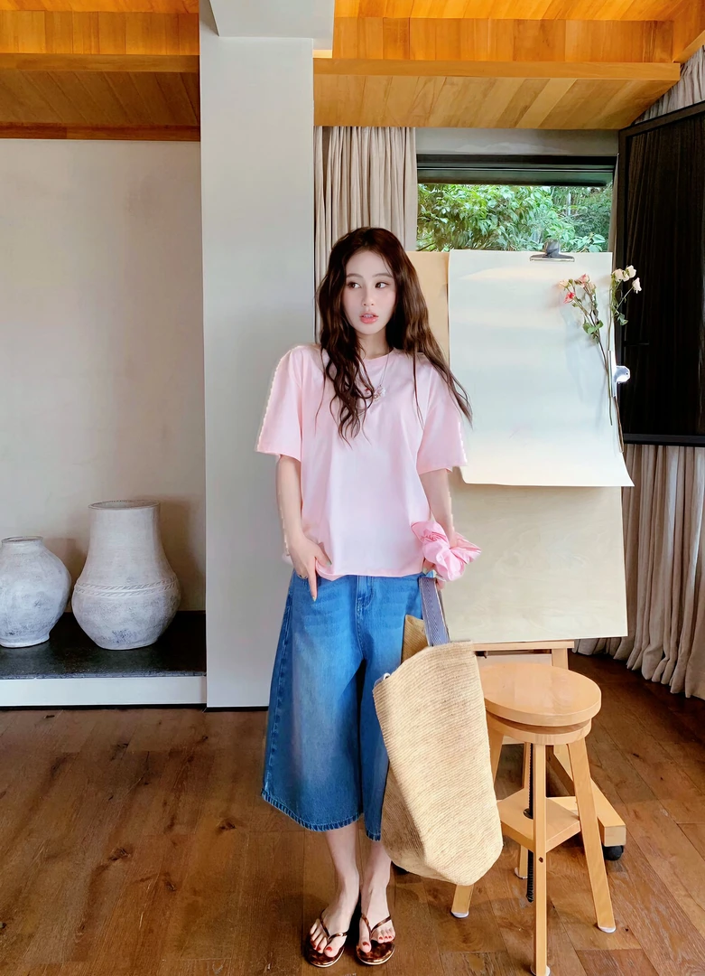 「现货」240g短袖T恤春夏季简约圆领打底男女纯色t恤半袖体恤