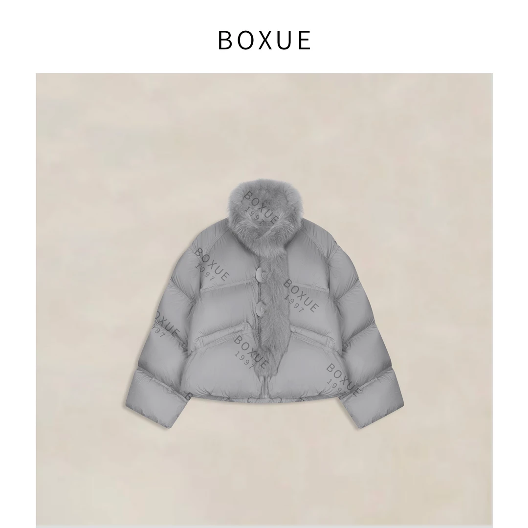 BOXUE“小宇宙”2025秋冬高级狐狸毛领90白鸭绒羽绒服#251117YR6726
