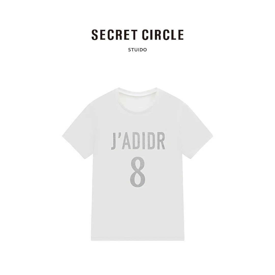 2025夏季高奢女装100棉字母T恤简约圆领百搭短袖上衣B1348