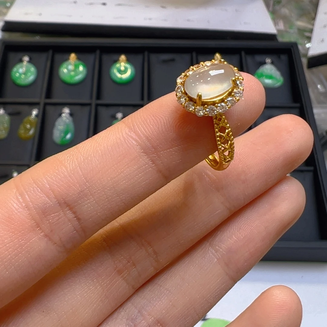 翡翠银S925镶嵌戒指