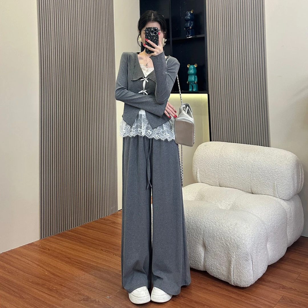 灰色套装女秋季新款爆款早秋高级感韩系流行超火穿搭一整套装7173