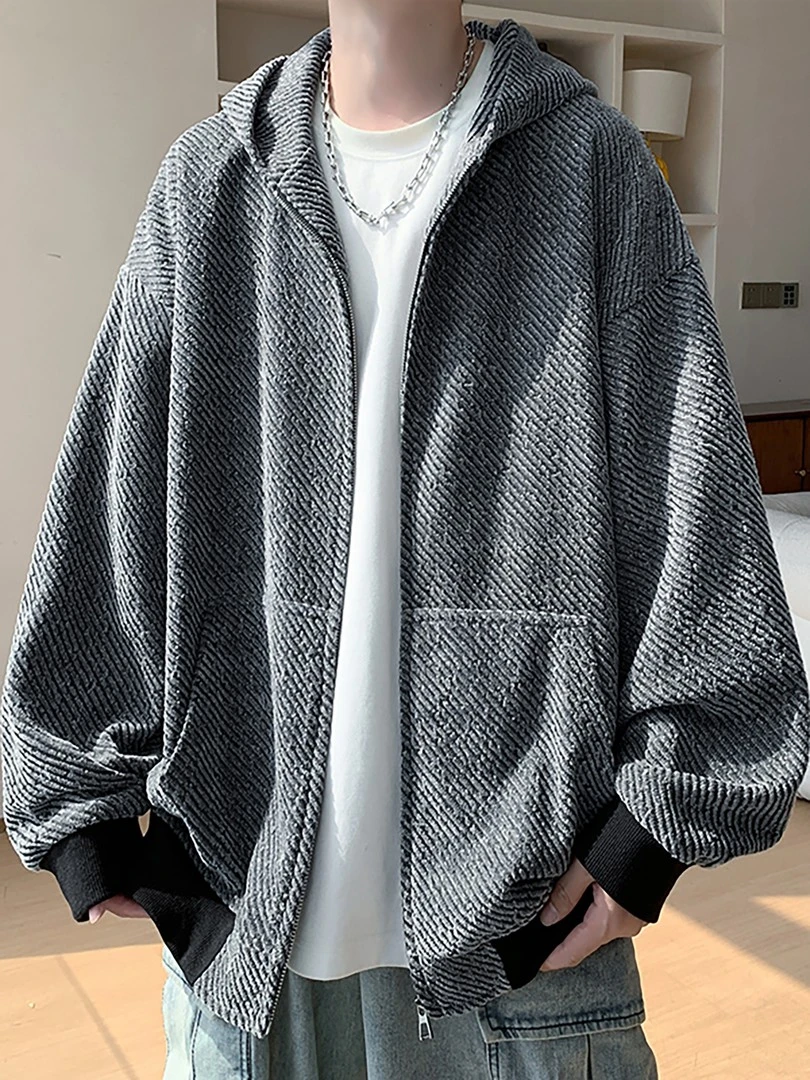 美式开衫连帽卫衣男春秋2025新款潮牌设计感小众帽衫夹克外套男生