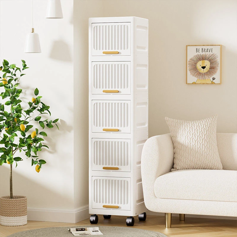 加厚夹缝收纳柜翻盖式家用零食收纳箱盒塑料卫生间厨房缝隙置物架