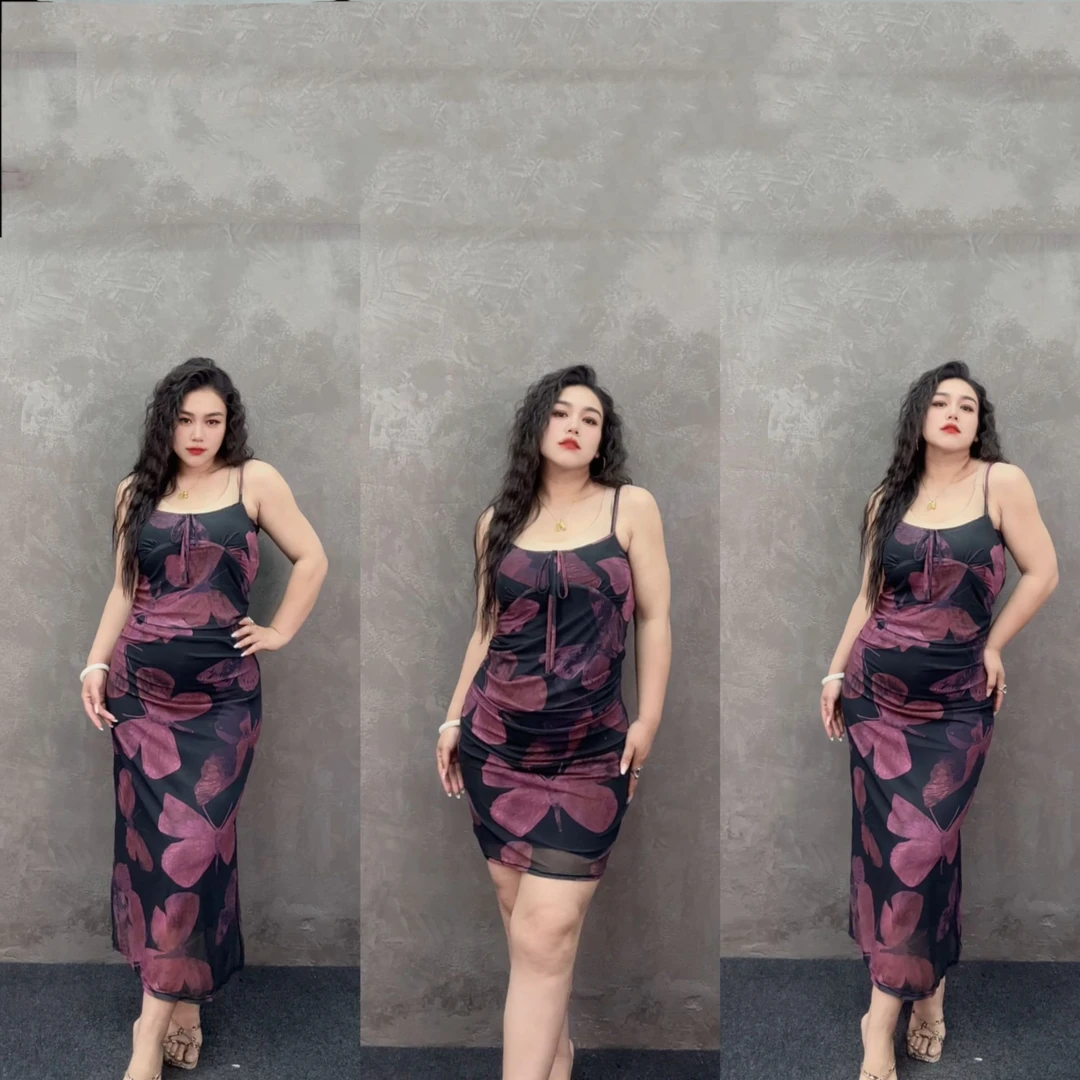 宋美人【蝴蝶公主】大码新款网纱显瘦吊带连衣裙