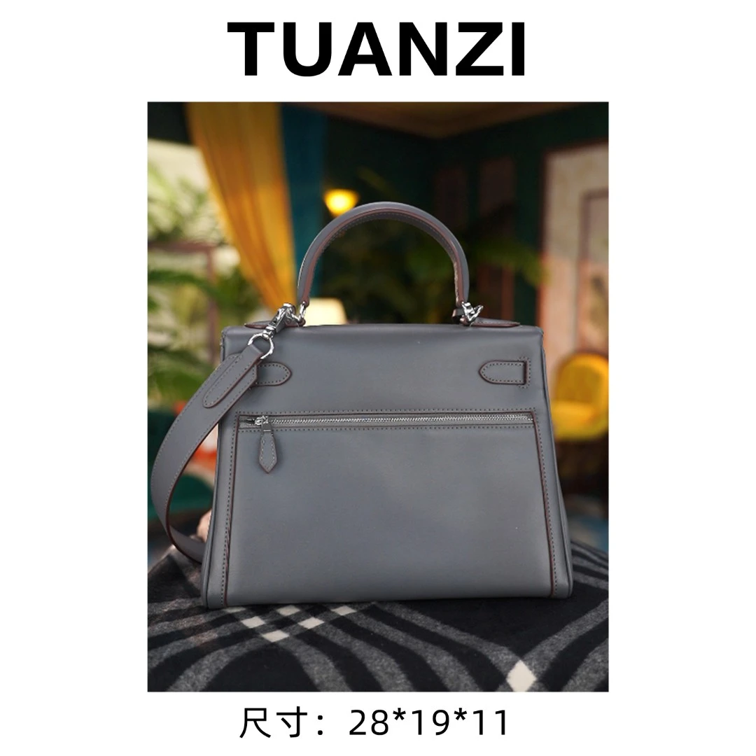 『限·定』中古头层Swift牛皮手提包 XKY-10010-积云灰