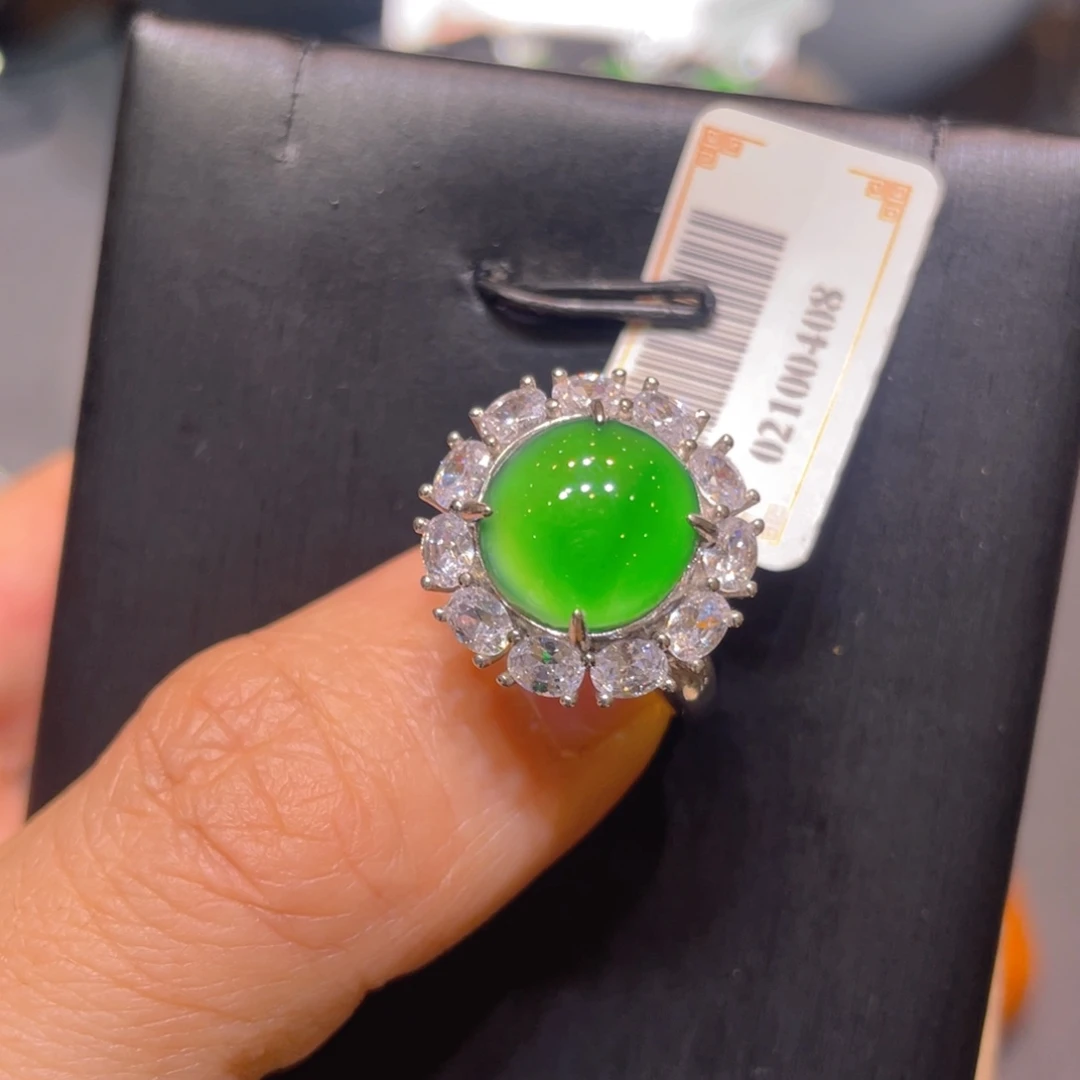 翡翠银S925镶嵌颈饰戒指