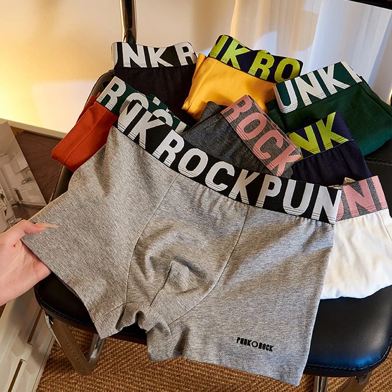 夏季新款休闲风男士内裤棉透气抗菌宽松字母青年运动风中腰平角裤