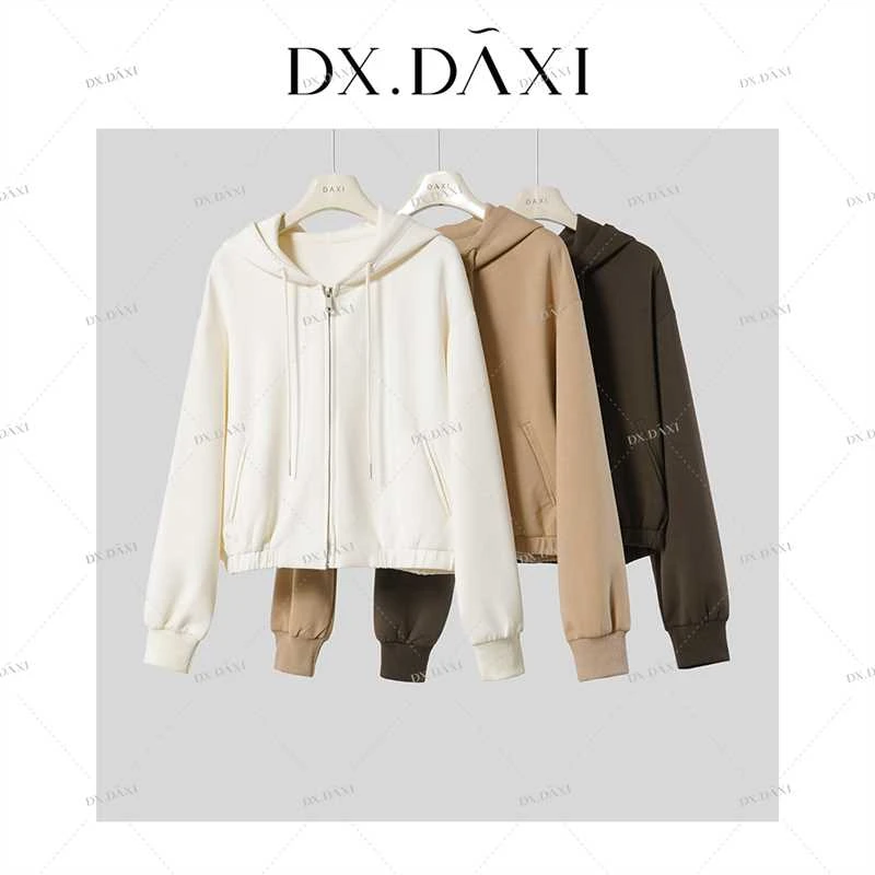 DX.DAXI【美派邮差】拉链开衫款连帽女卫衣女装休闲上衣