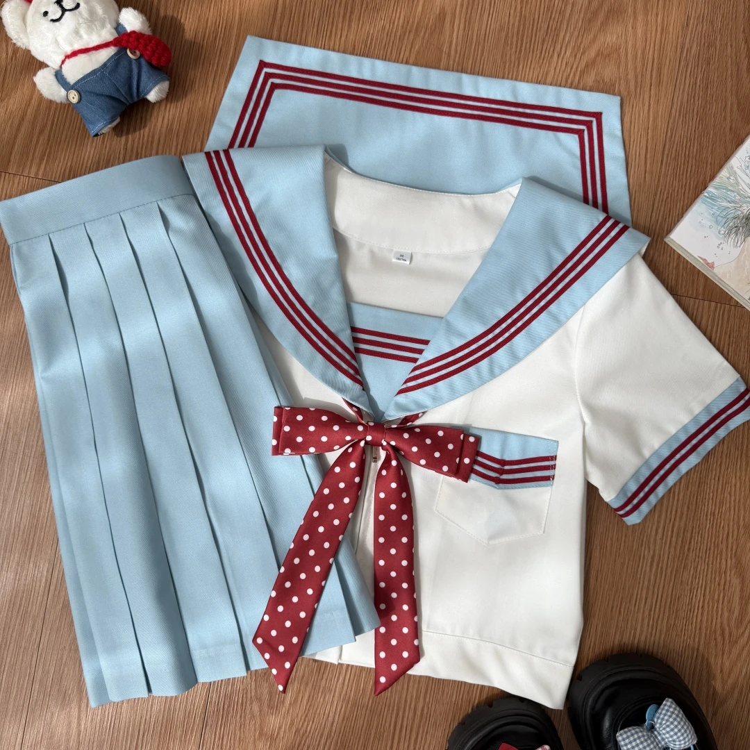 小糊涂JK【水红三本】水手服jk原创学院风四季款校供感中间服套装