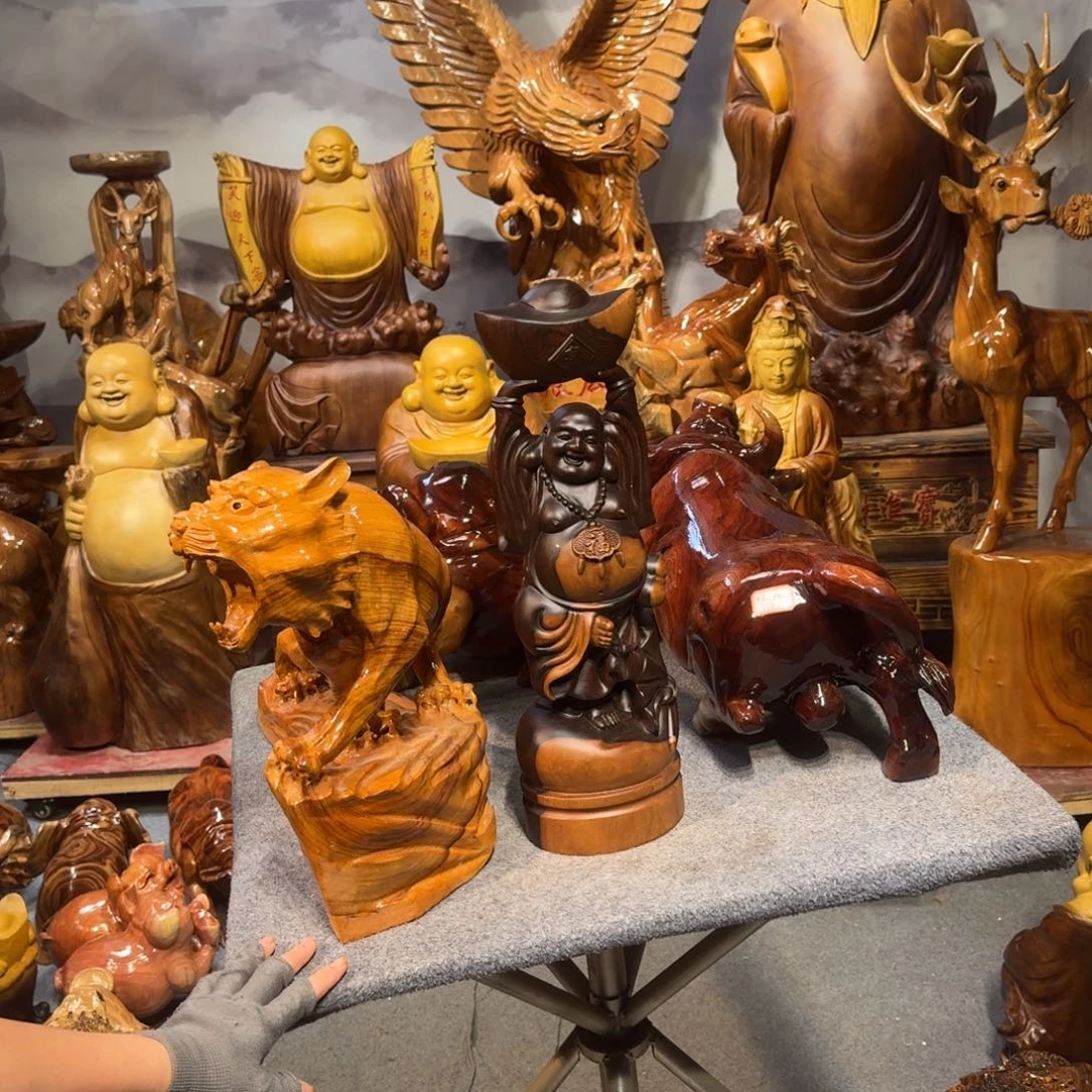 香樟木小*黑檀弥勒摆件