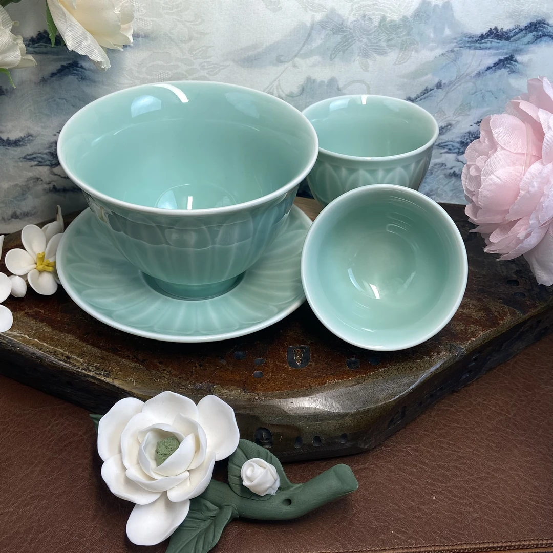 【清货福利】青瓷青绿盖碗套装+2杯