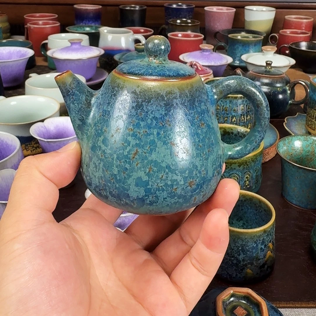 铜绿釉孔雀蓝釉茶壶任晓飞老师