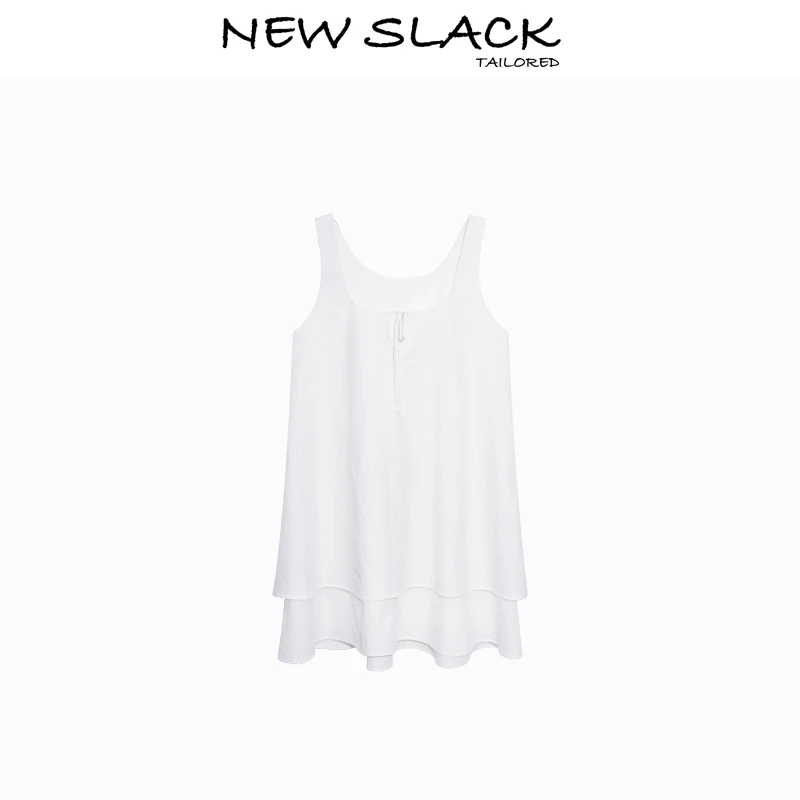 New slack NX250440背心裙两层下摆连衣裙
