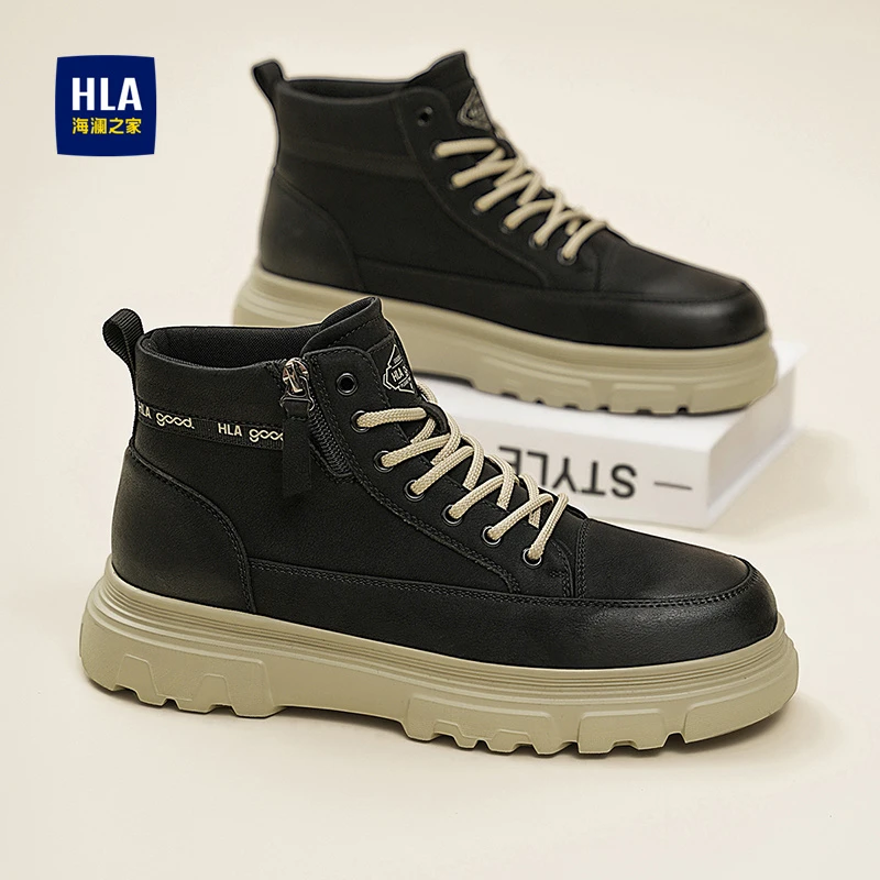 HLA/海澜之家马丁靴男款秋冬新款男士时尚百搭休闲高帮男鞋工装靴