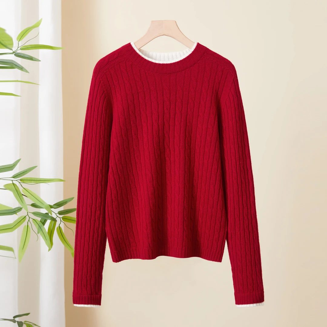 春竹品牌25秋冬保暖假两件针织衫加厚通勤洋气保暖短款时尚羊毛衫