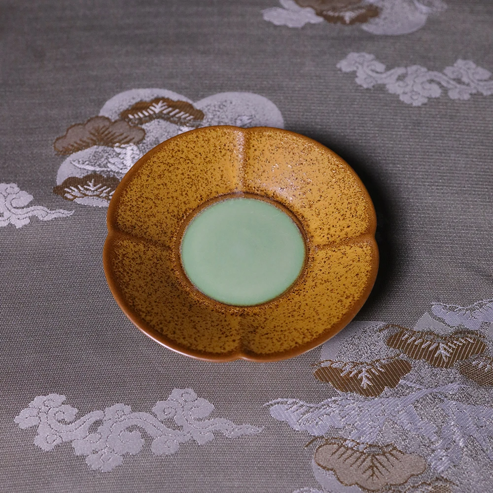 【境悟器】黄金釉花瓣壶承.1473.中式禅意防溅水左釉壶承复古茶桌