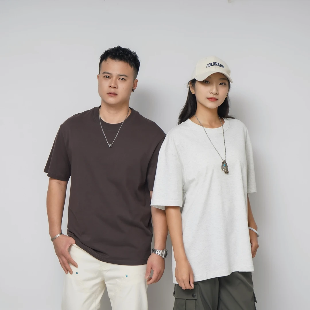 富林鸟【320克新疆棉】夏季短袖圆领百搭T恤纯色透气宽松柔软男女款