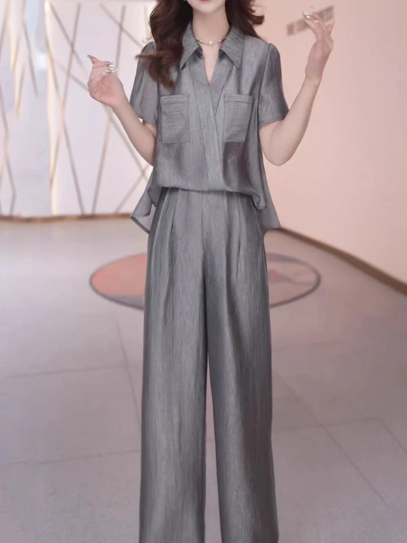 时尚套装女2025新款夏季时髦洋气质高端妈妈减龄高级感两件套裤子