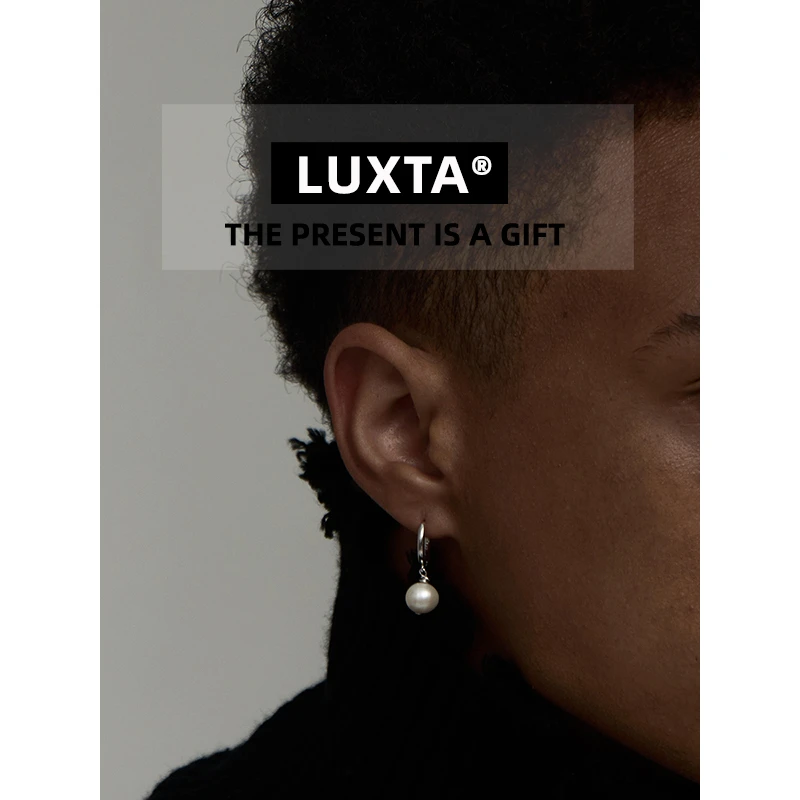 LUXTA 925银耳饰 纯银耳坠珍珠嘻哈男 潮流耳饰高级感女时尚耳环