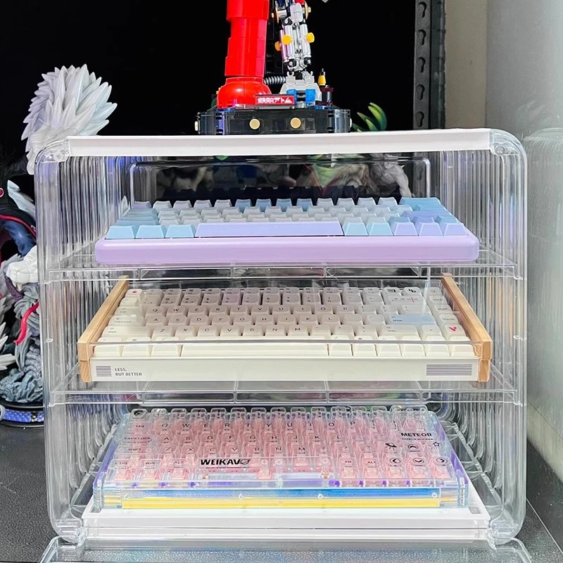 键盘收纳盒亚克力透明防尘桌面展示架机械键盘鼠标电脑配件展示柜
