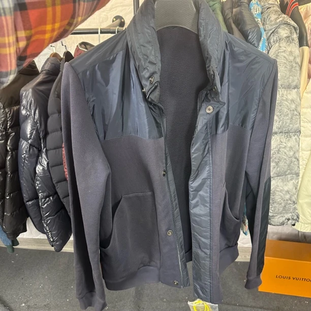 99新 Prada/普拉达 prada藏青色尼龙拼接红色胶条logo外套L码