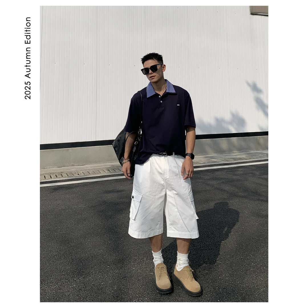 ZICHENG 25ss夏季 假两件设计 miu感 老钱风 男士百搭polo短袖t