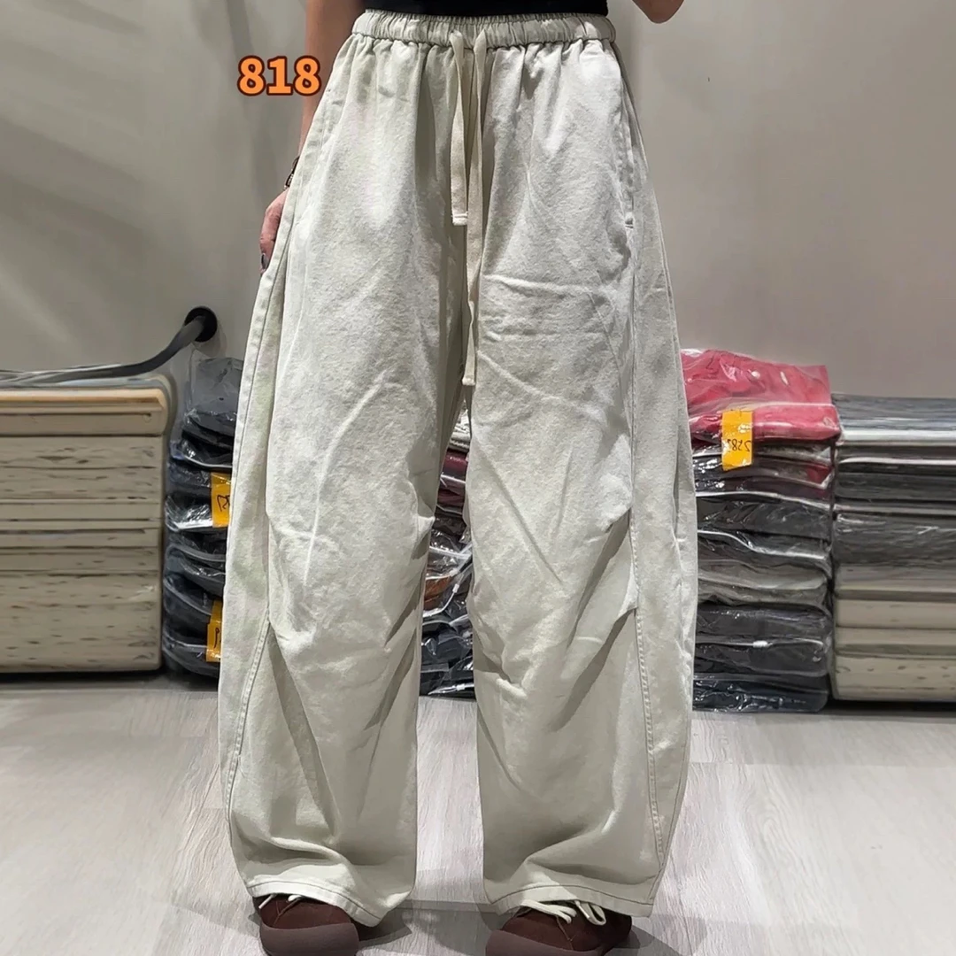 秋季新款宽松慵懒阔脚弯刀裤
