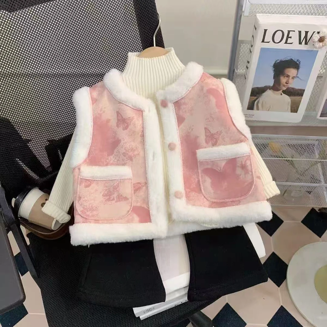 女童马甲秋冬装2025新款洋气儿童加绒加厚背心宝宝马甲坎肩外套潮