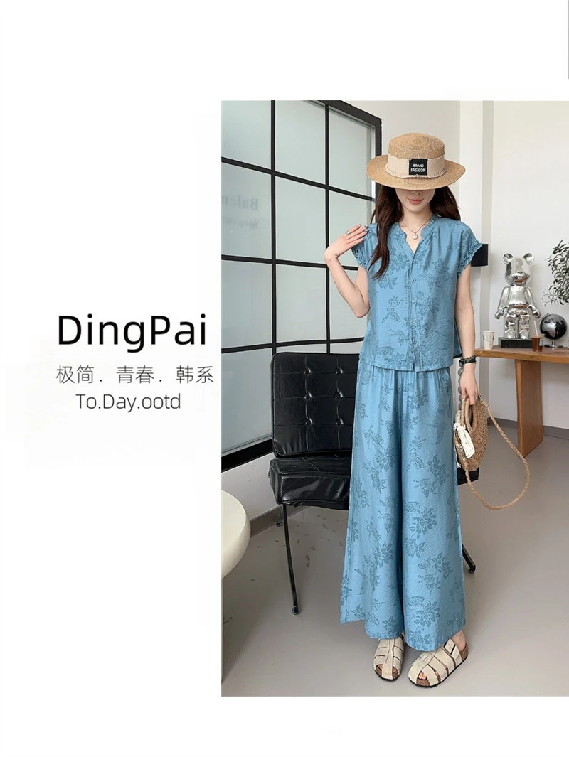 YH-[逢锦闺阁]25夏季新款女国风花印飞袖时尚套装GL-FC6501